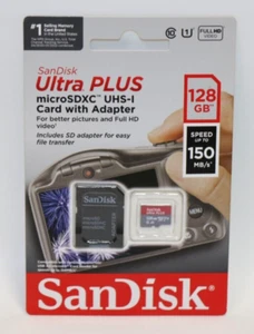 SanDisk Ultra Plus MicroSDXC UHS-I Card W/ Adapter 128GB SDSQUBC-128G-AT6IA - Picture 1 of 3