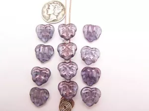 Purple Luster (13mm) Double Strand Glass Leaf Bead Connectors - Picture 1 of 1