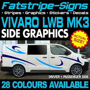para adaptarse a VAUXHALL VIVARO MK3 LWB L2 GRÁFICOS PEGATINAS CALCOMANÍAS RAYAS FURGONETA CÁMPER - Imagen 1 de 2