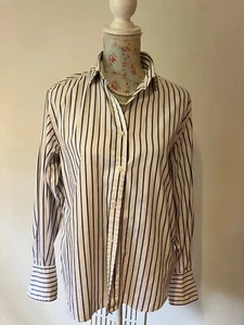 Ladies Pink striped shirt, 12 with cuffs for cufflinks, collar and long sleeves - Picture 1 of 5