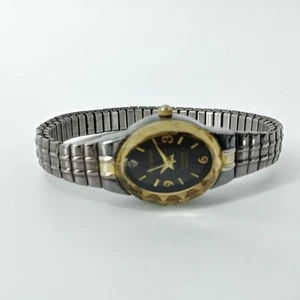 Waltham Diamond Quartz Stainless Steel Back Japan Movt. Two Tone Black Dial - Picture 1 of 11