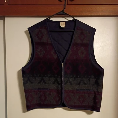 VTG G.H. Bass Wool Blend Vest Mens Large, Graphic 90s  - Image 1 of 4