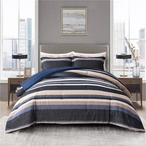 Chenille Jacquard Comforter Set, Jacquard Fabric Face and Brushed Solid Micro... - Picture 1 of 6
