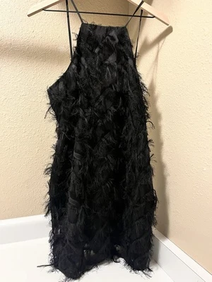 NUEVO CON ETIQUETAS NA-KD Vestido Pluma EU 42 US 12 Negro Mini Vestido Cóctel Noche Fiesta Mini Foto 1 de 4