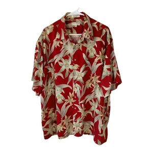 VTG Pierre Cardin Men's Hawaiian Aloha Shirt Size XL Red Tropical Rayon - Picture 1 of 3