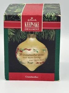 Hallmark Keepsake Ornament Grandmother Grows Ever More Loving Glass 1991 - Picture 1 of 8