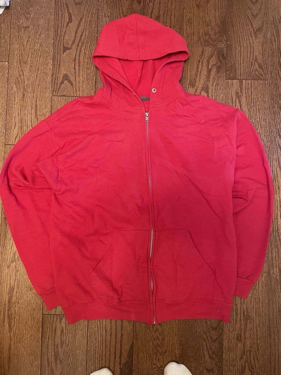 Fruit Of The Loom Men's Zip-Up Hooded Sweatshirt - Classic Red Hoodie, 70% Cotton, Machine Washable (Size S) - View #2