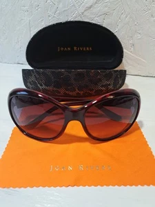 Joan Rivers Designer Sunglasses Red / Wine Frame Gold Rhinestone Embelished EUC  - Picture 1 of 9