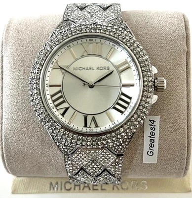 NEW MICHAEL KORS CAMILLE MK4803 SILVER TONE PAVE CRYSTALS 43 MM UNISEX WATCH - Image 1 of 3
