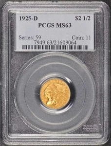 1925-D $2.50 Indian Head PCGS MS63 - Picture 1 of 4