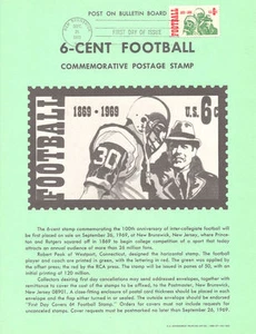 #1382 6c Collegiate Football Stamp Poster- Unofficial Souvenir Page Flat - Picture 1 of 1