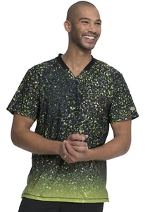 Glow For It Dickies Scrubs Dynamix Mens Rib Knit V Neck Top DK607 GLFT - Picture 1 of 6
