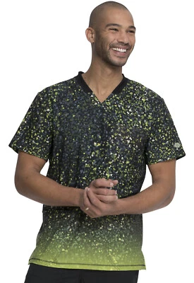 Glow For It Dickies Scrubs Dynamix Mens Rib Knit V Neck Top DK607 GLFT - Image 1 of 4