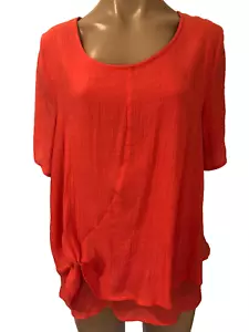 TS Virtuelle Plus Size 12 Vivid Orange Crinkle Round Neck Tunic Top GUC Layered - Picture 1 of 8