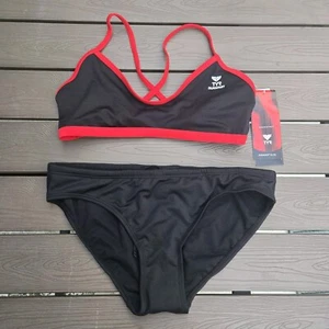 TYR Damen Durafast schwarz/rot Crosscutfit Workout Bikini Set Größe XL NEU - Bild 1 von 3