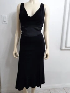 BEBE women dress made in USA size S black silk and polyester. mid calf. - Picture 1 of 9