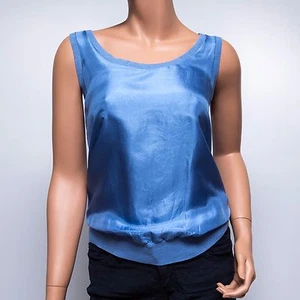Tanque informal de seda azul azul DKNY $128 pequeño - Imagen 1 de 11