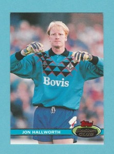 FOOTBALL - TOPPS U.K. - FOOTBALLER NO. 77  -  JON  HALLWORTH  OF OLDHAM  - 1992