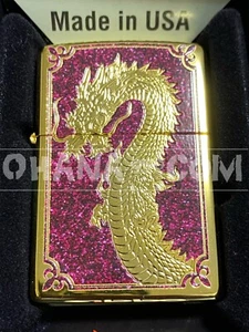 Encendedor de aceite Zippo Dragon dorado rojo número de serie edición limitada 88 solo JP - Imagen 1 de 8