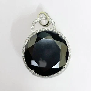 Certified 225 Ct. Round Black Diamond Solitaire Pendant Great Shine 925 Silver - Picture 1 of 3