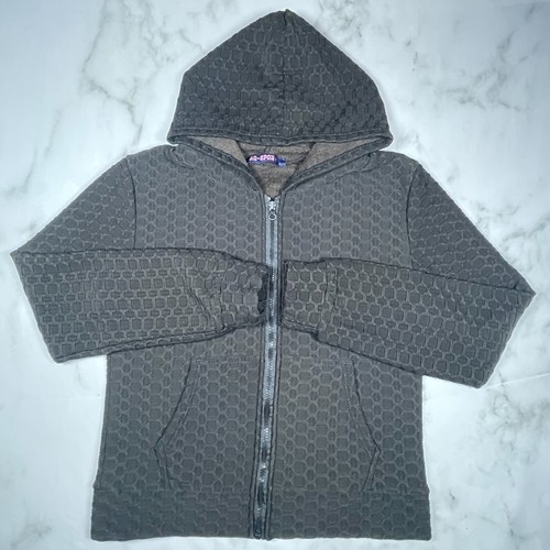 VETEMENTS Felpa con cappuccio AQ Sport donna tessuto strutturato geometrico pile nero taglia US L