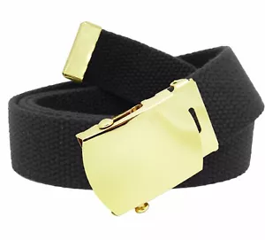 Build A Belt Men's Classic Gold Slider 1.25" Wide Buckle with Canvas Web Belt - Picture 1 of 24