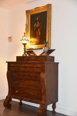 19th Century Empire Period Mahogany Chest of 6-Drawers Dresser Accent Cabinet Cover