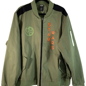 Chaqueta Star Wars para hombre XL con cremallera completa 2 bolsillos delanteros verde con logotipo y letras - Imagen 1 de 12