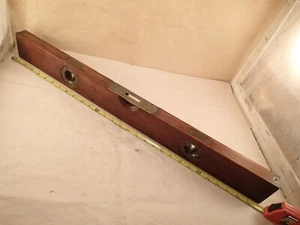 Antique No. 6 1/2 AKRON ECLIPSE LEVEL 30”, Laminated Wood & Brass, Pat. 12-20-04 - Picture 1 of 15
