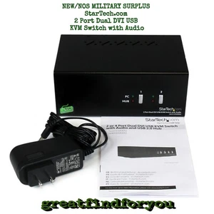 NEW/NOS MILITARY SURPLUS StarTech.com 2 Port Dual DVI USB KVM Switch with Audio - Picture 1 of 3