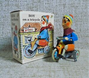 Boy on a tricycle  WIND UP NIB KOVAP Made in Czech Republic VINTAGE
