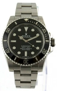 ROLEX SUBMARINER OYSTER 114060 BLACK CERAMIC MENS 40MM NO DATE WATCH BOX PAPERS - Picture 1 of 11
