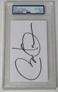 Barack Obama PRESIDENT Signed Autograph Auto 3x5 Index Card Cut Slab PSA JSA - Picture 1 of 7