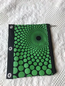 SALE Green & Black Canvas Zip Up Binder Pencil Case, 7 1/2 x 9 inches, Pre-Owned - Picture 1 of 6