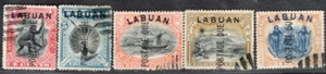 LABUAN 1901 POSTAGE DUE STAMP Sc # J 3/4, J 6 AND J 8/9 PERF: 14 1/2-15 USED CTO - Picture 1 of 2