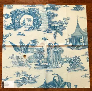 LEE JOFA Le Paradis Toile 27 x 27 1/2" Blue & White Chinoiserie Fabric Sample - Picture 1 of 3
