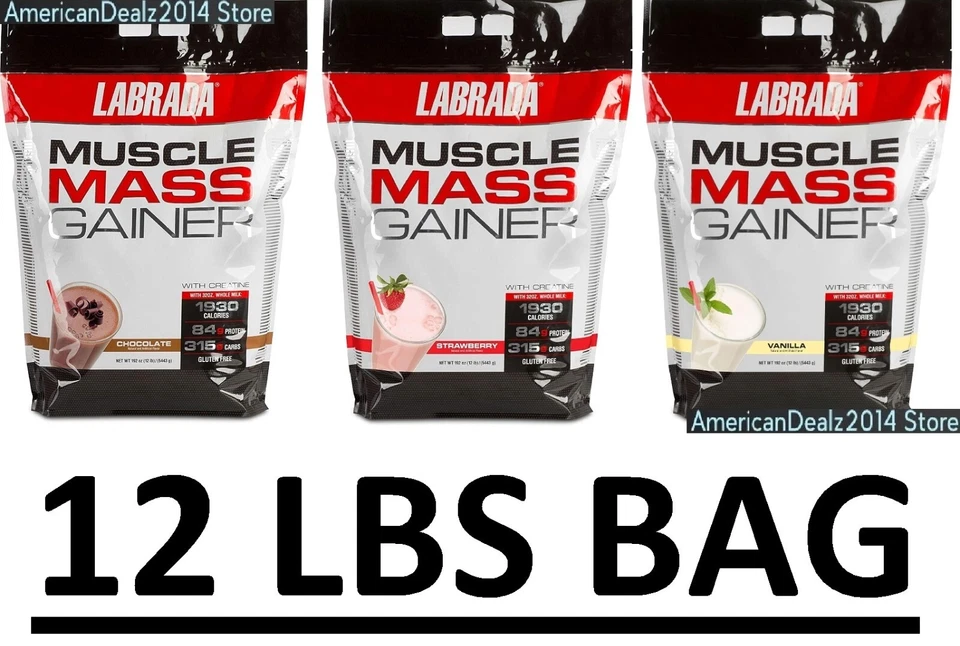 Bolsa Labrada Muscle Mass Gainer 12 libras - Elige vainilla, chocolate o fresa Foto 1 de 4