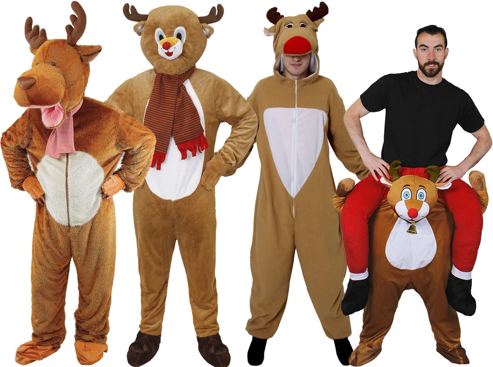 ILOVEFANCYDRESS ADULTS REINDEER COSTUME CHRISTMAS MASCOT FANCY DRESS OUTFIT PICK ME UP JUMPSUIT