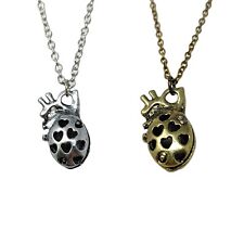 Stainless Steel Anatomical Real Heart Organ Necklace Pendant Chain for Men Women