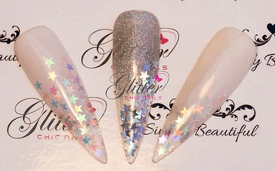 GLITTER CHIC NAILS STERNFÖRMIGER HOLOGRAPHISCHER REGENBOGEN UND METALLISCHER GLITZER FÜR NAGELKUNST