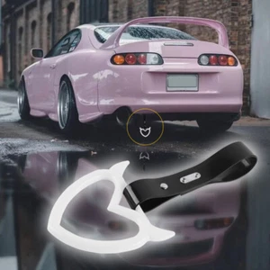 White Devil Heart JDM Ring Tsurikawa Subway Bus Car Handle Strap -Black PVC X1 - Picture 1 of 5