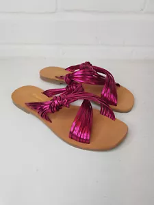 Matisse Anthropologie Mystic Sandals UK 4 Pink Metallic Strappy Woven Leather - Picture 1 of 8