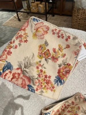 NEU Pottery Barn Cammi Floral Leinen Baumwolle Kordel Bordüre Kissenbezug 24" Elfenbein Neu mit Etikett - Bild 1 von 4