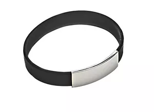 BRACCIALE IN SILICONE NERO con PIASTRINA ACCIAIO personalizzato con INCISIONE - Foto 1 di 1