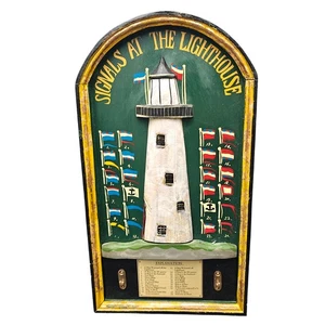 Signale am Leuchtturm Maritim Schlüsselhalter Plakette Wandbehang 18,5" Holz - Bild 1 von 10