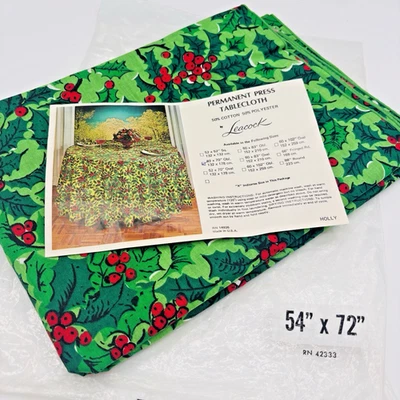 Mantel de Navidad Leacock Groovy Holly años 70 retro 54 x 72 pulgadas de colección nuevo sin usar Foto 1 de 4