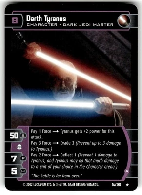 2002 WofC Star Wars: Attack of the Clones TCG Card #14 Darth Tyranus - Image 1 of 4
