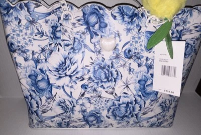 NUEVO CON ETIQUETAS BETSEY JOHNSON XOTOTE L Azul Multi Floral Bolso Limón Dije Nuevo con Etiquetas Foto 1 de 4