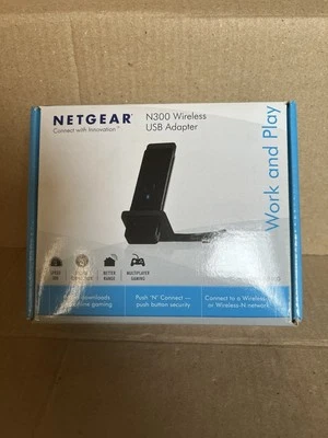 Netgear N300 Wireless USB Adapter Work and Play Gaming Downloads Range - BOXED - Image 1 of 4
