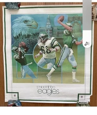 Vintage Original 1982 PHILADELPHIA EAGLES DAMAC NFL Poster New In Sleeve  - Image 1 of 4